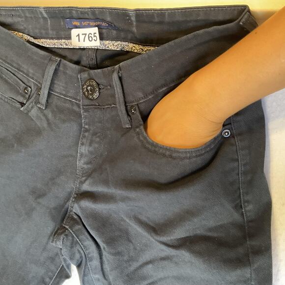 Levi's 545 Skinny Leg Women Jeans 4 MEDIUM Black Button Twill 32" Inseam LowRise - Picture 10 of 11